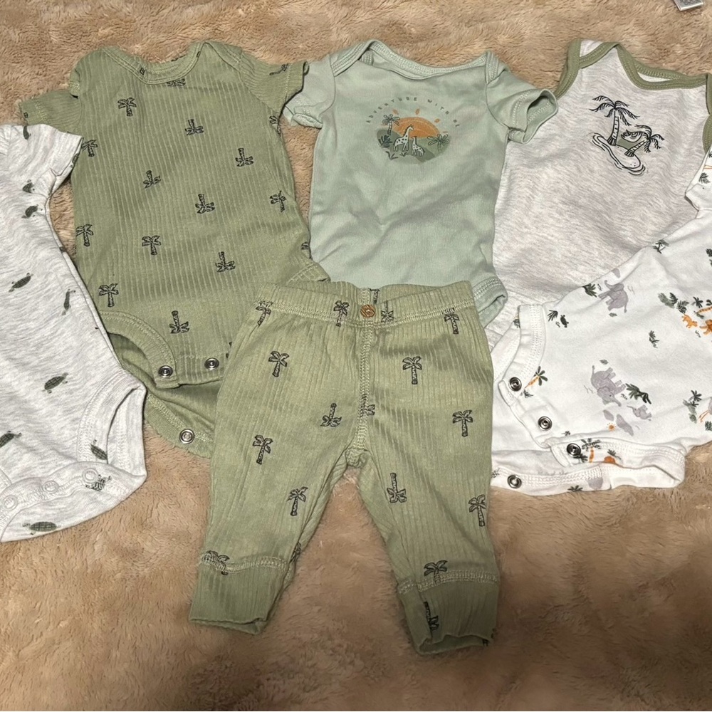 Green and Gray Baby Onesie’s